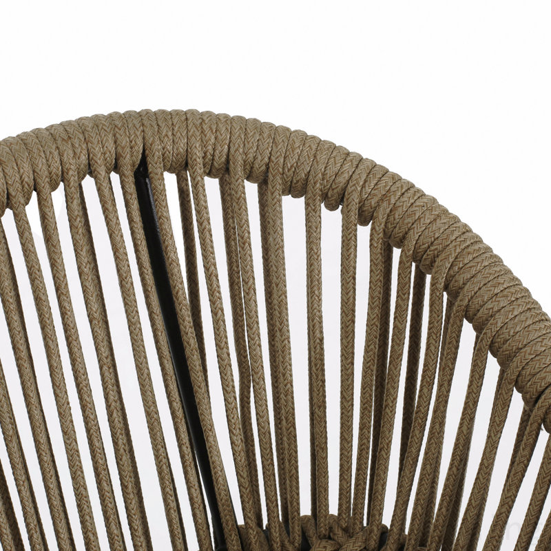 Ensemble de 2 tabourets de bar en corde tissée avec structure en métal noir