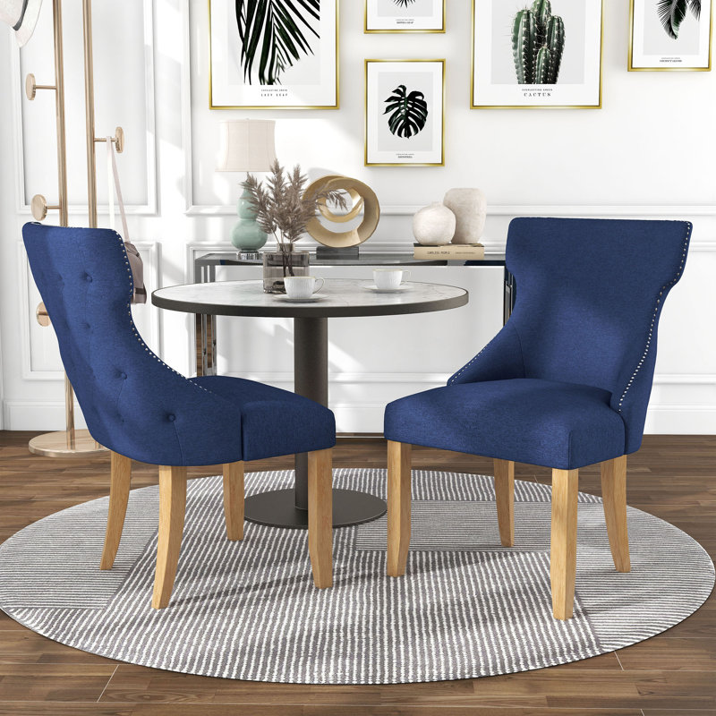 Chaise d'appoint rembourrée en tissu Elijah, Bleu