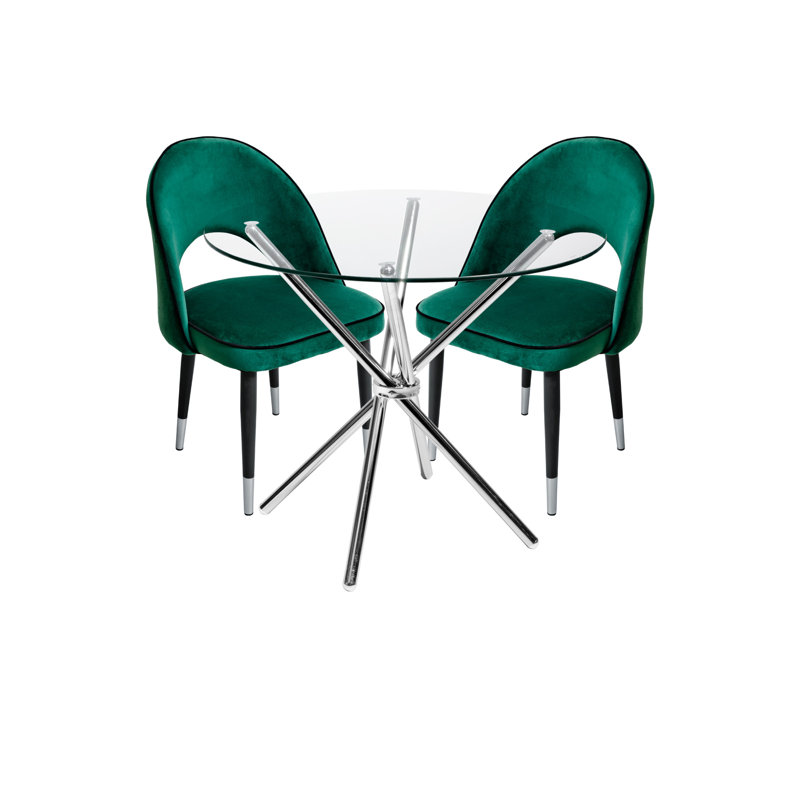 2 - Person Dining Set, Clear, Green