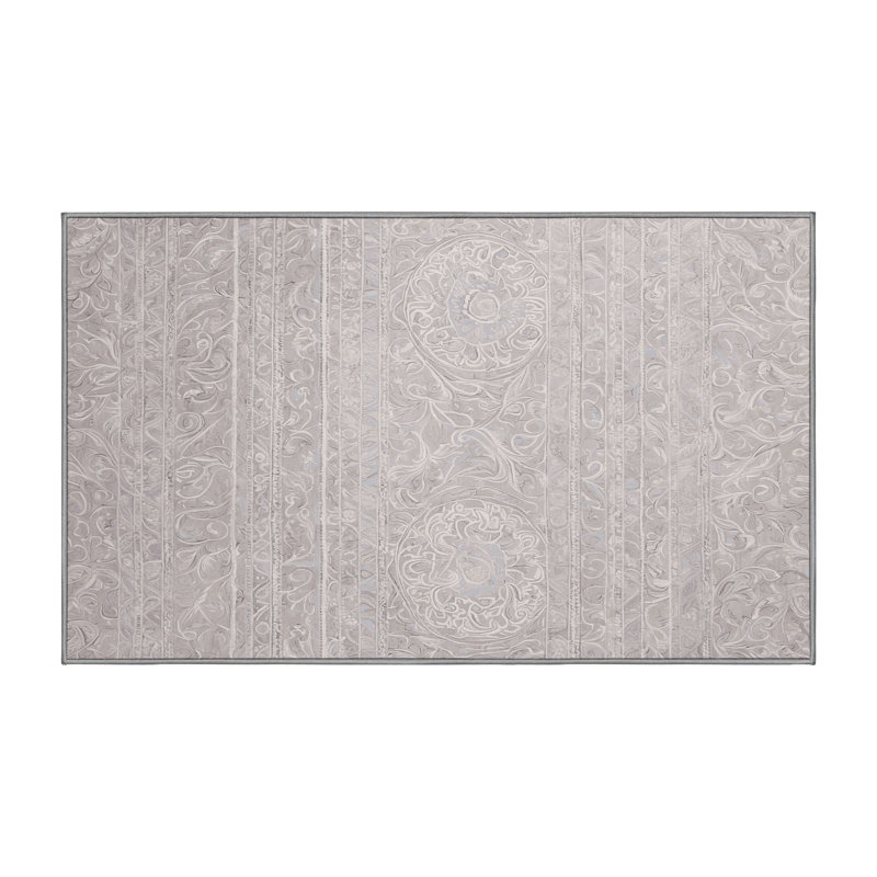 Machine Washable Gray Area Rug, Rectangle 7' x 10'
