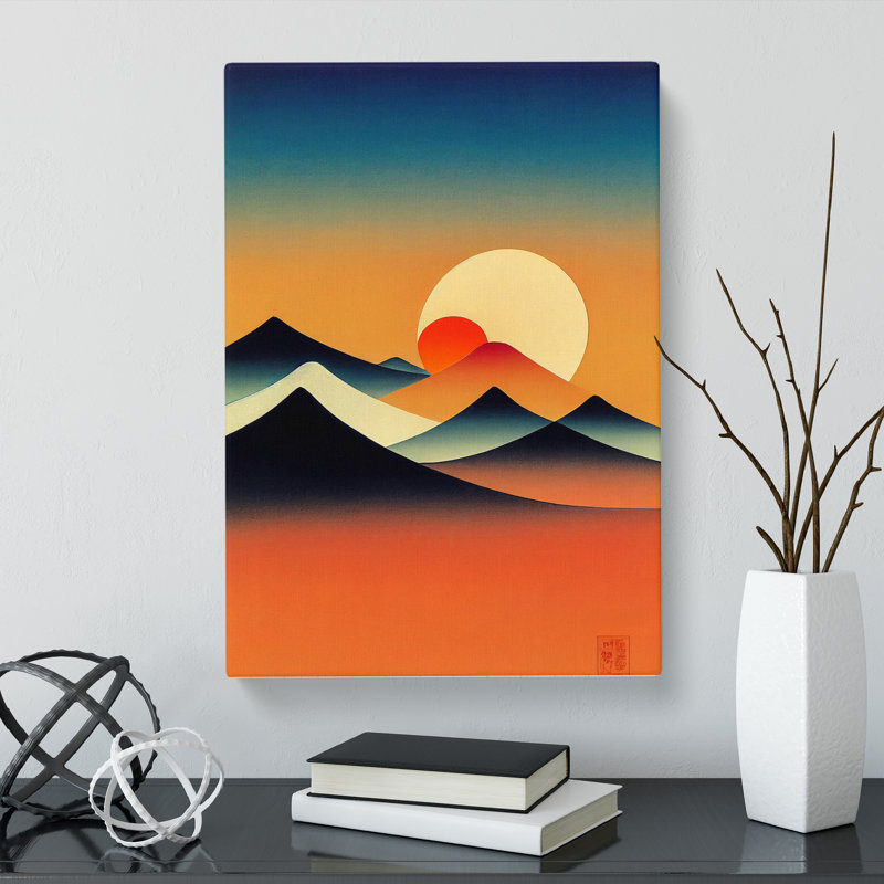 Japanese Sunset Suprematism - Wrapped Canvas Print, 60cm H x 40cm W x 3cm D