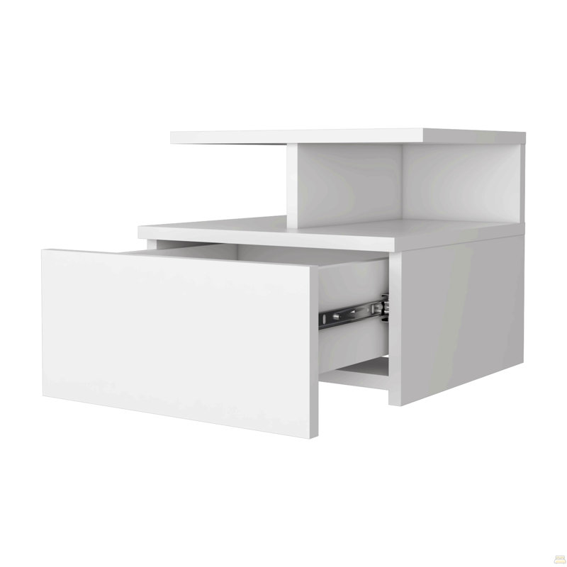 Table de chevet flottante 1 tiroir, Blanc