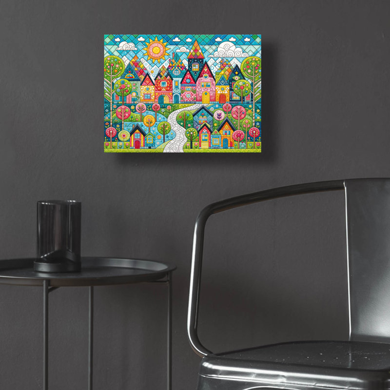 «Quilt Style Scene 4» par Rey Klimt, art mural en verre acrylique, H 12 po x l 16 po x P 0,13 po