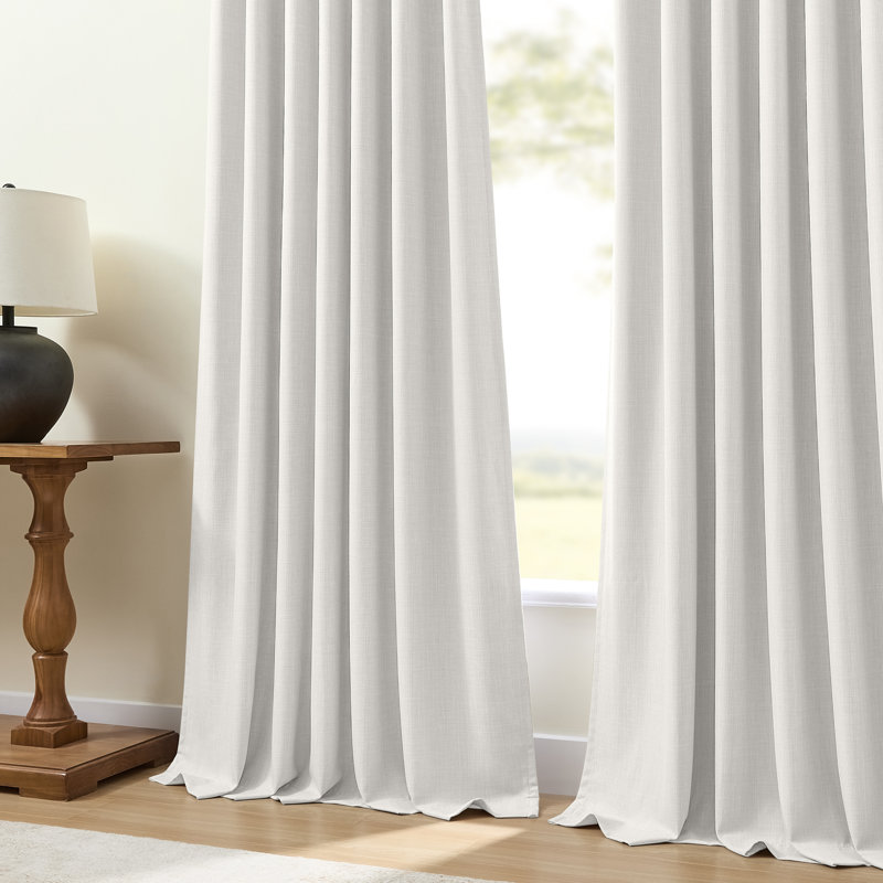 100% Blackout Pinch Pleated Linen Blend Curtains for Bedroom & Living Room,2 Panels,Natural White, Natural White, 40*63"