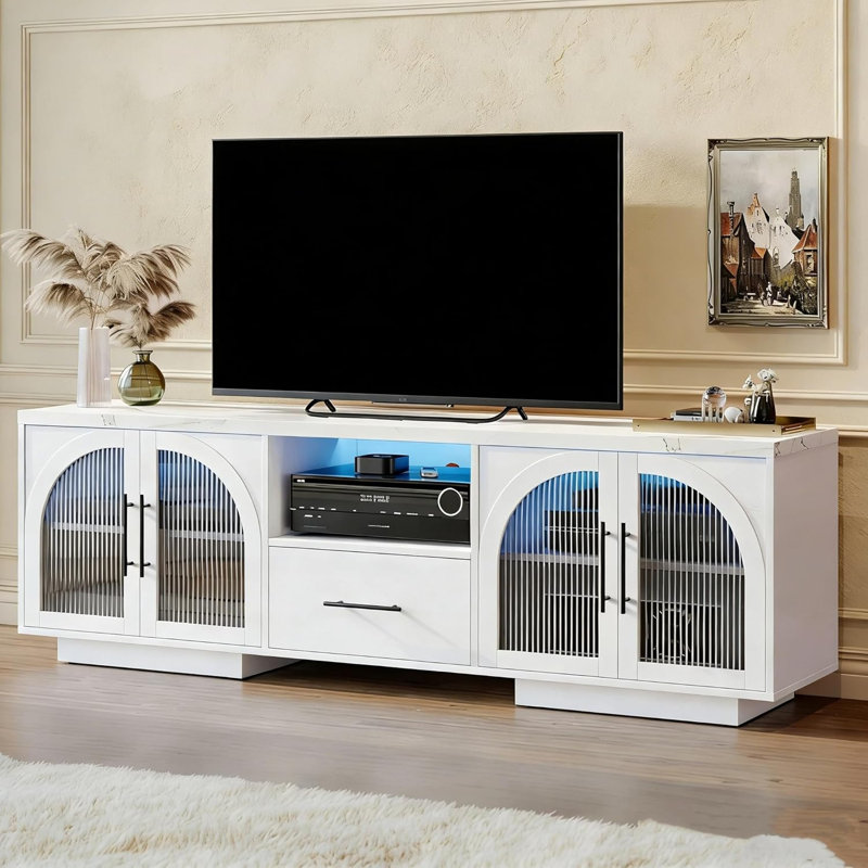 Meuble télé 70 po - Noir, Blanc