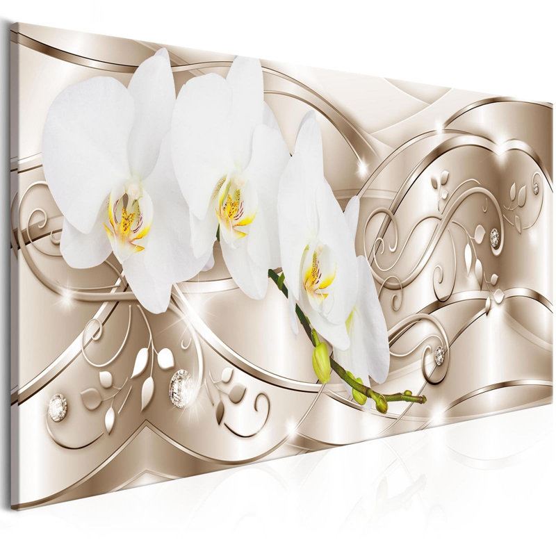 " Flowering Narrow Beige ", 18" H x 53" W x 0.7" D