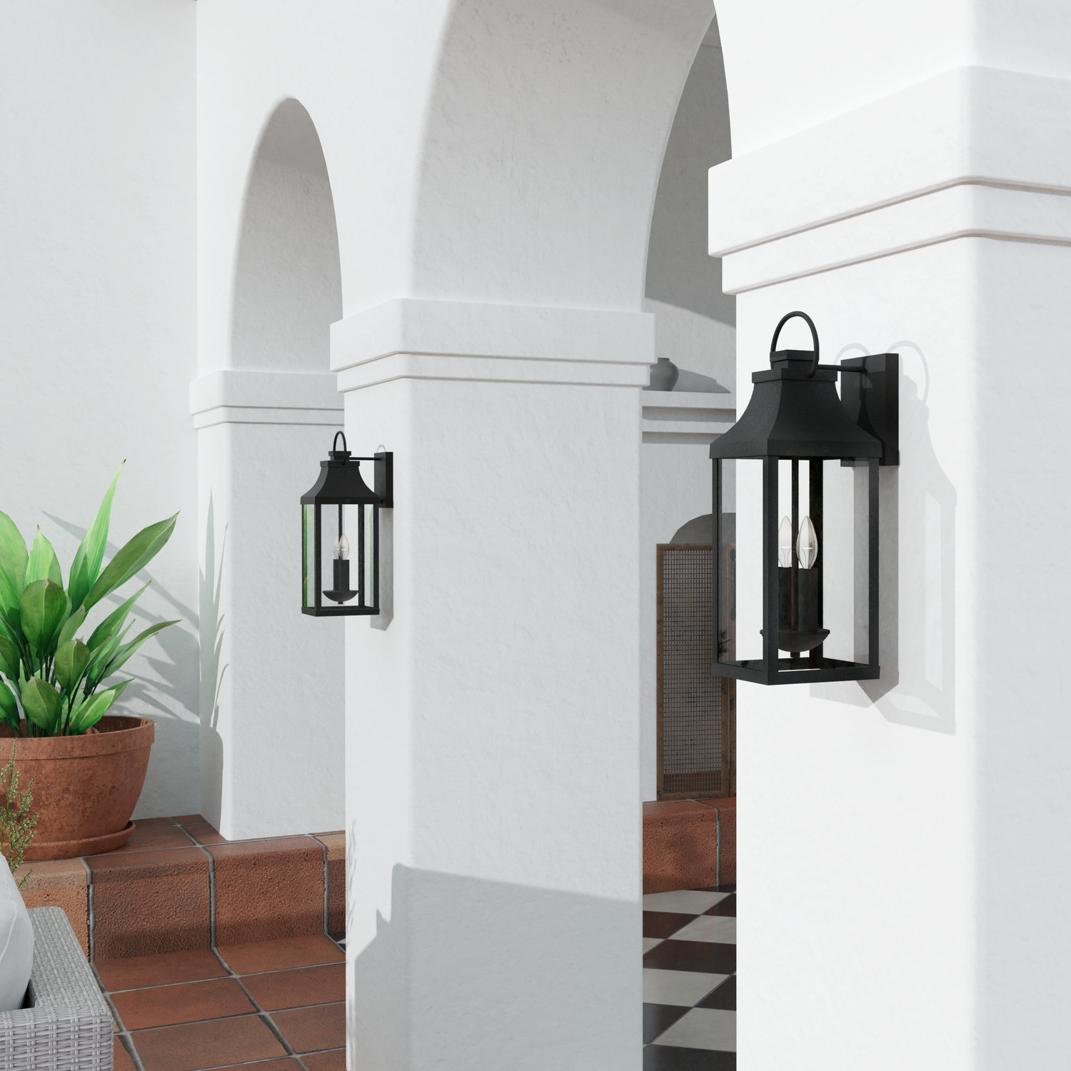 Caden 2 Light Outdoor Wall Light, Black