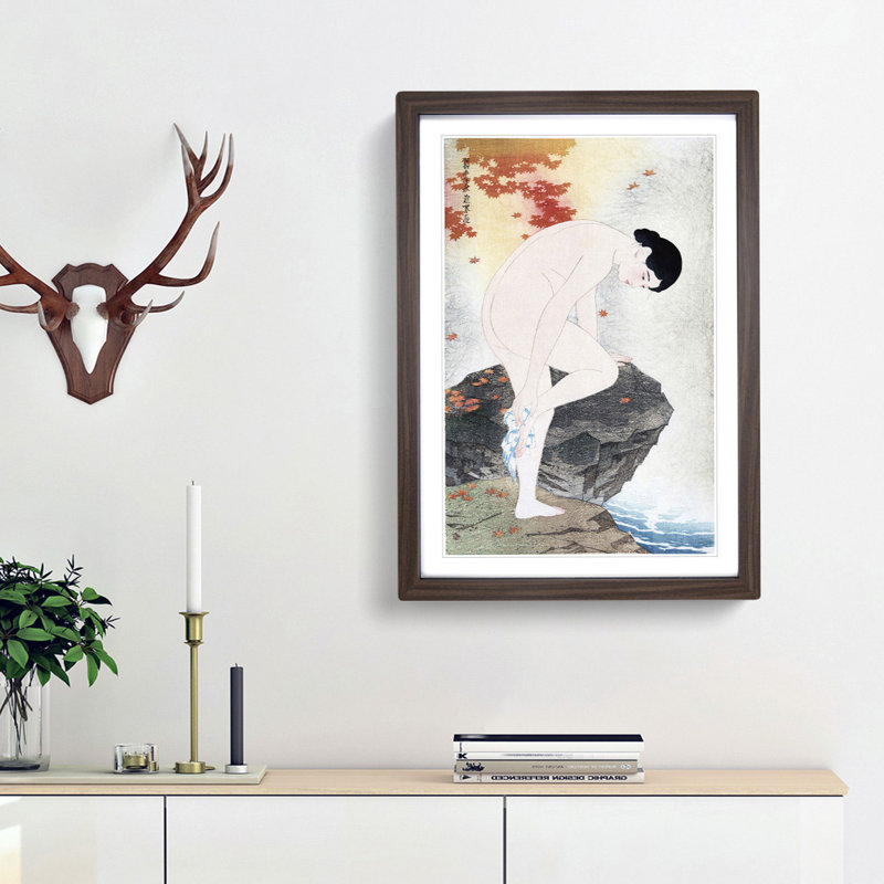 The Fragrance of a Bath by Ito Shinsui - Picture Frame Painting Print, Walnut Framed, 48cm H x 36cm W x 2cm D