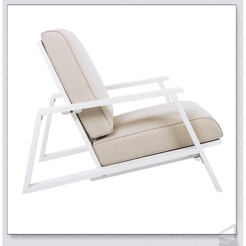 Chaise longue de patio, fauteuil club d'extérieur en bois d'acacia durable et coussins résistants aux intempéries pour une assise confortable