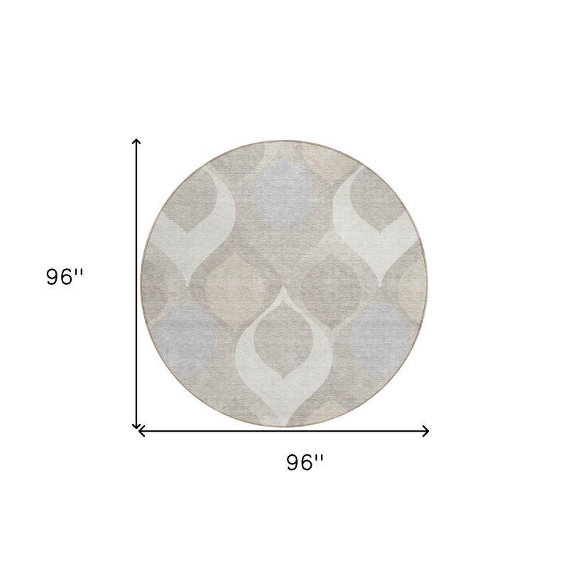 Tapis rond ivoire beige rond 8 po