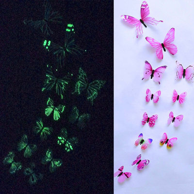 12 pièces décoratives lumineuses autocollants muraux décoratifs magnétiques