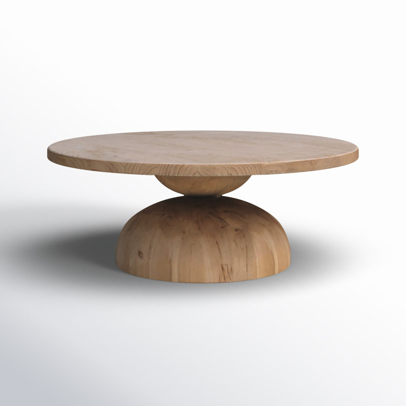 Saria Round Solid Pine Wood Pedestal Coffee Table