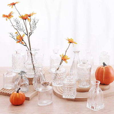 32 vases en verre transparent 32 pièces - Petits vases rétro pour fleurs, centres de table et décoration intérieure