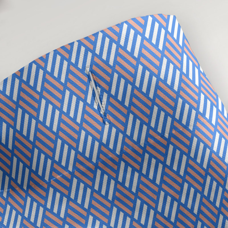 Rideau de douche simple à motif de losanges classiques, Bleu / Orange
