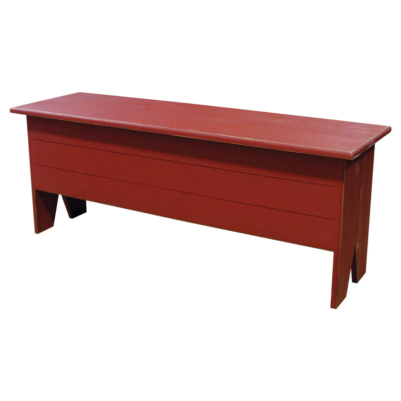 Banc de rangement en bois massif Kalki, Vieux rouge, H 18,5 po x l 48 po x P 14,5 po