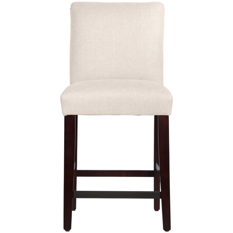 Tabouret de bar et de comptoir Hadrien, Lin classique talc, Tabouret de comptoir (siège d'une hauteur de 26 p, Espresso