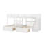 Lit superposé double au-dessus de simple et simple, lit superposé triple en bois avec tiroirs-549313280