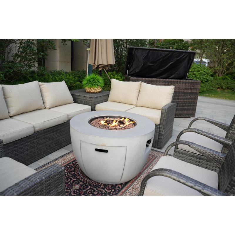 - Person Patio Conversation Set with Cushions, Gray, Beige
