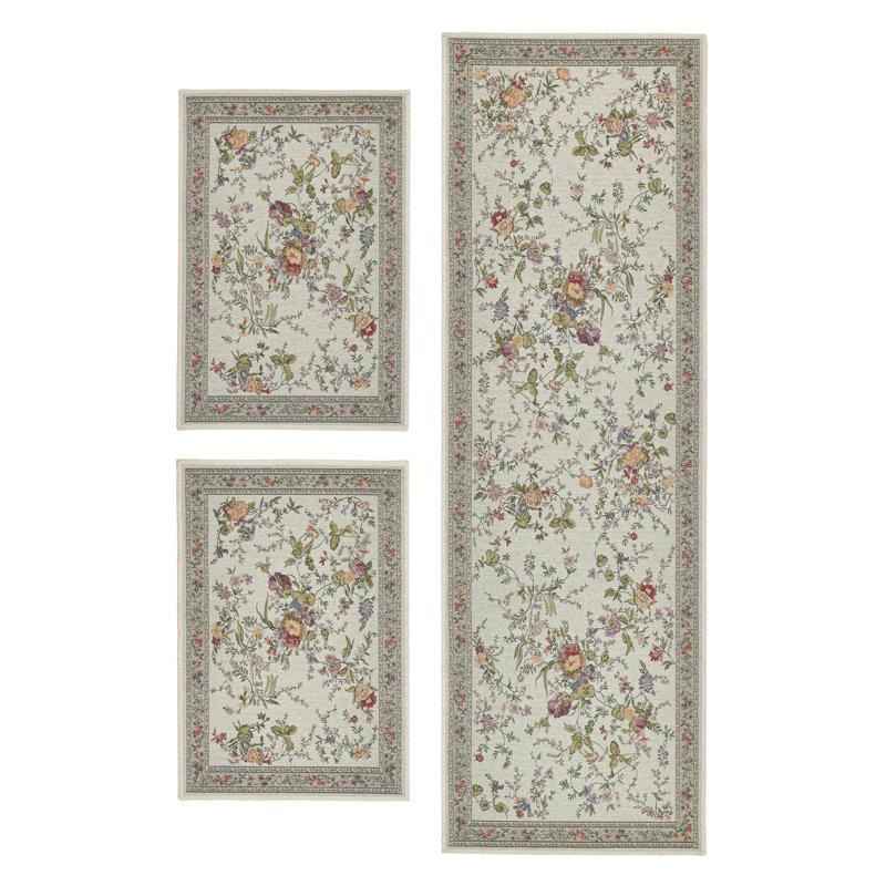 Runner Floral 70cm X 400cm Area Rug Set