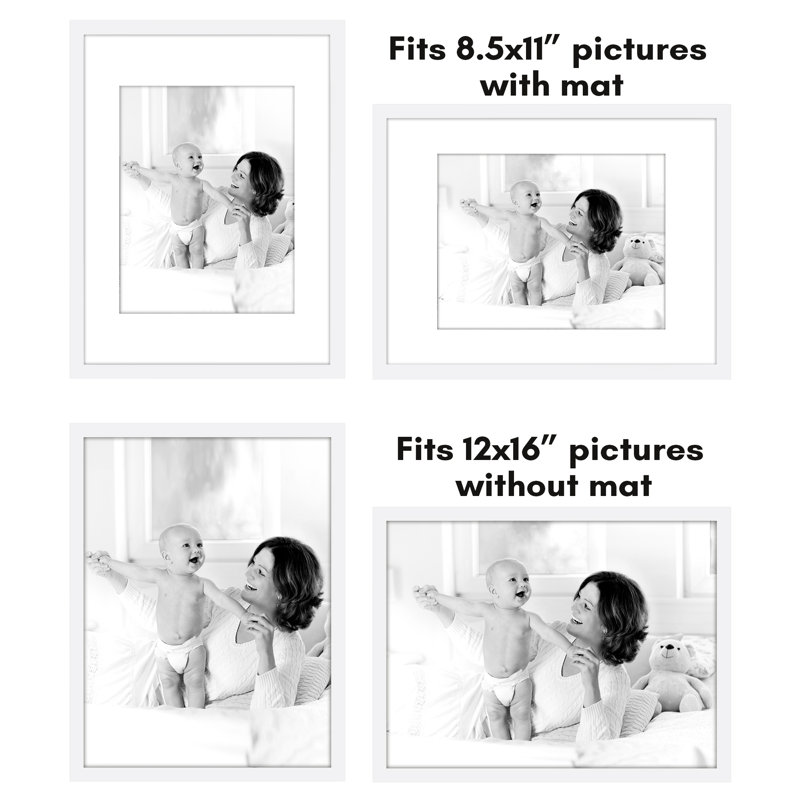 Ensemble de 5 cadres photo Bulovka avec passe-partout en plexiglas, Blanc, 12 po x 16 po
