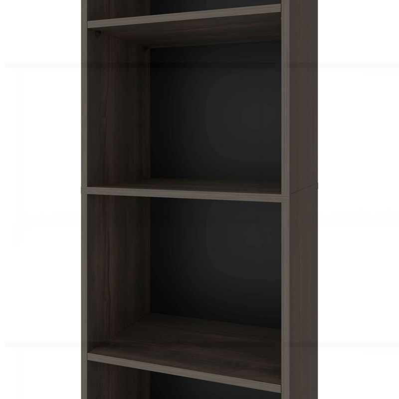 Bibliothèque teintée avec rangement ouvert et 5 tablettes, H 71,7 po x l 17,8 po x P 11,8 po