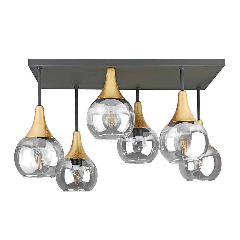 Asa Glass Semi Flush Mount, Gold, Clear