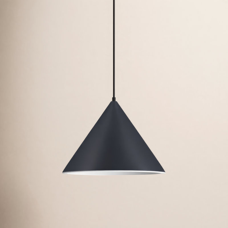 Luminaire suspendu conique 1 lumière Hannigan, Noir, noir, noir, noir