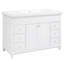 Meuble-lavabo 48 po avec lavabo en résine, 6 tiroirs à fermeture en douceur et portes doubles avec tablettes à 2 niveaux, pieds en pin massif