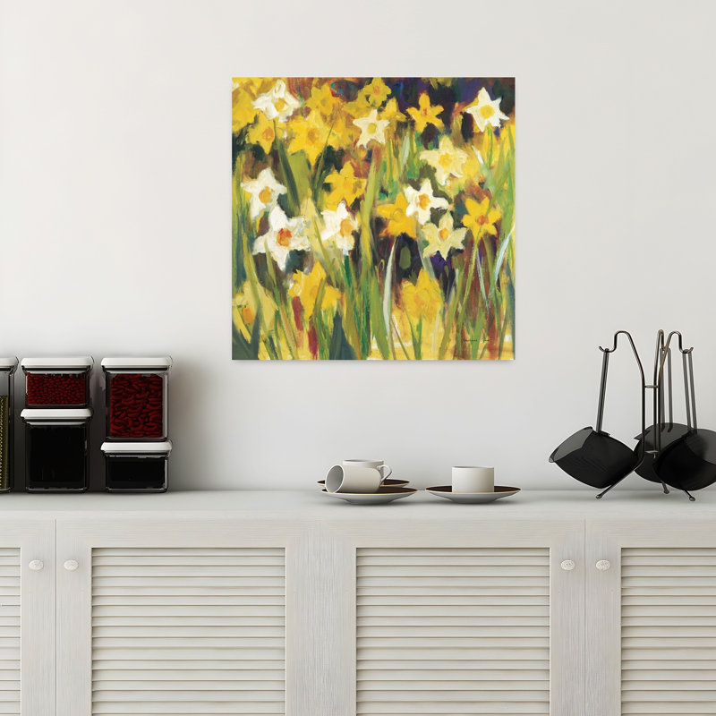 Art contemporain fleur de jonquille, H 18 po x l 18 po