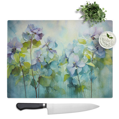 Hydrangea Gestural  Glass Chopping Board