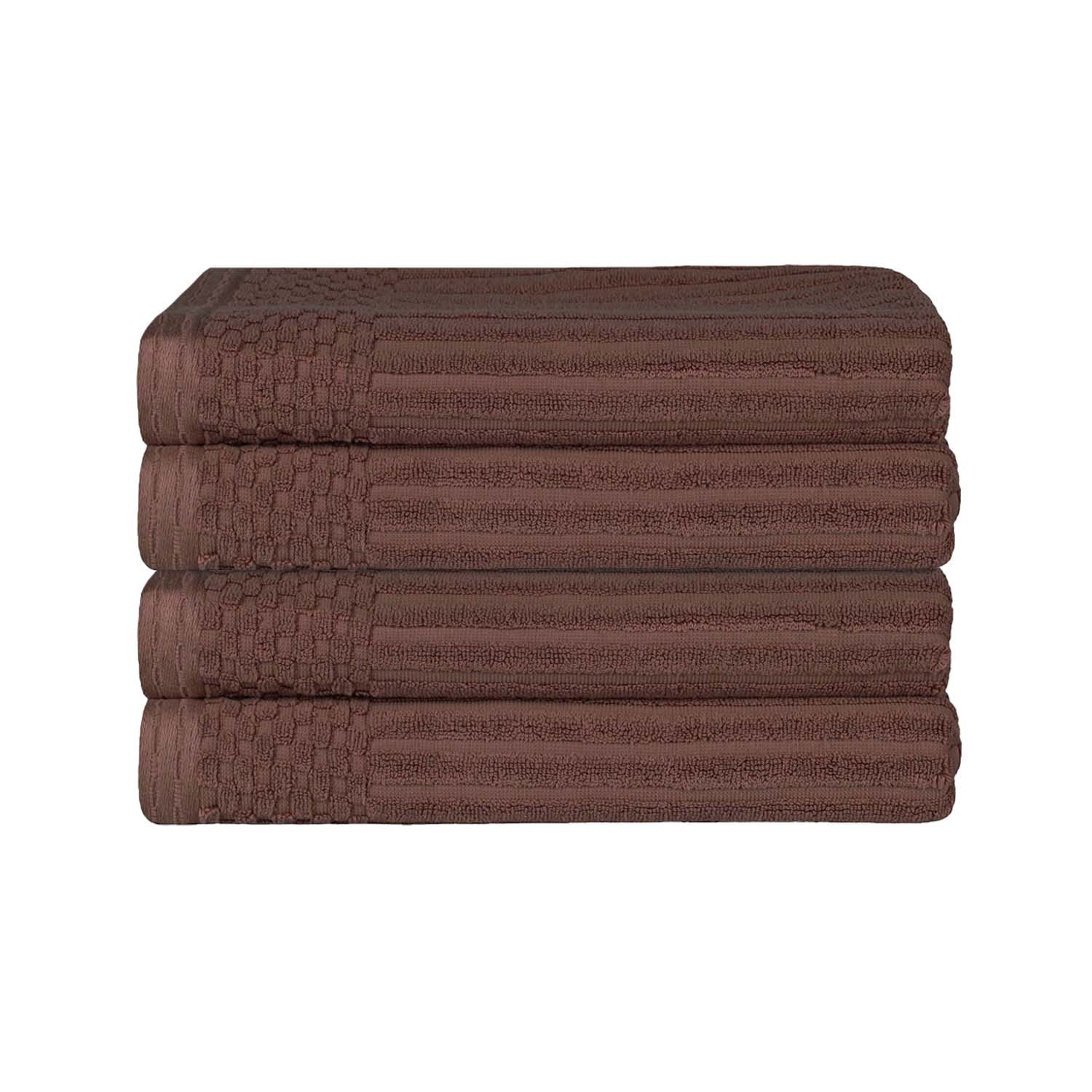 Ribbed Cotton Bath Towel, Dark Brown