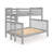 Treva Solid Wood Standard Bunk Beds Twin over Full, 4 Step Ladder, Gray-1248273587-1234733285