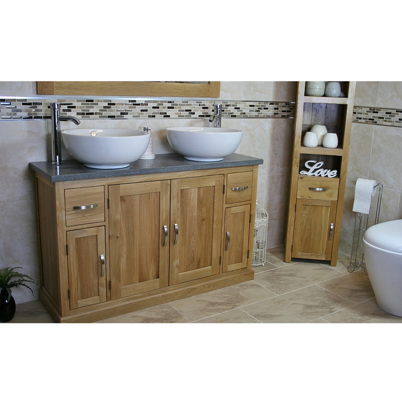 Stephany 1230 mm Freestanding Double Vanity with Vessel Ceramic Basin, Grey
