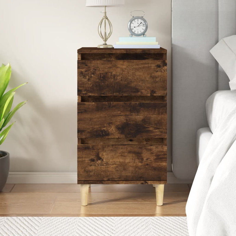 Laci-May 40cm W Bedside Table, Smoked Oak