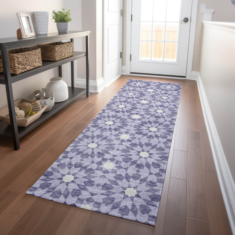 Premium Machine Washable Tweedy Lilac Rug, Runner 2'3" x 7'6"