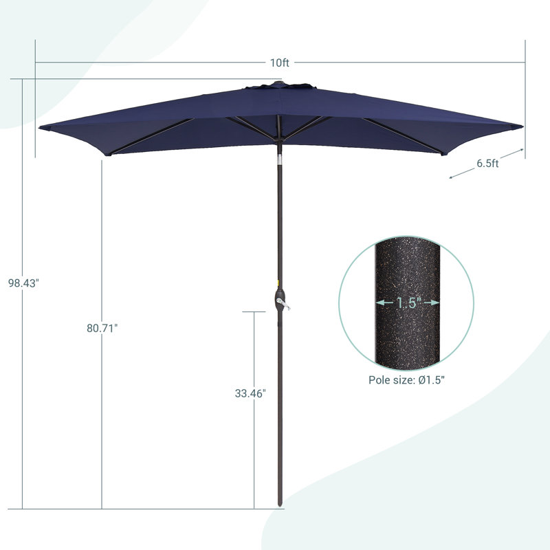 Parasol de marché rectangulaire 120 po x 78 po Doranda, Bleu marine