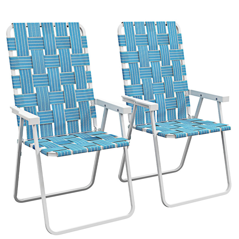 Ensemble de 2 chaises d'extérieur pliables pour patio, Bleu