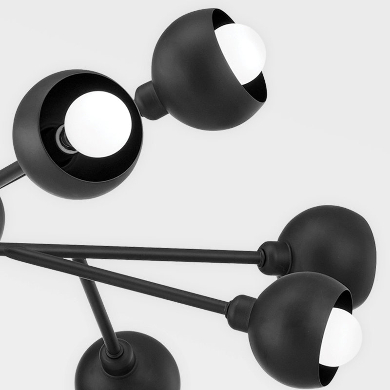 Hudgins - lustre 12 lumières - cadre noir doux