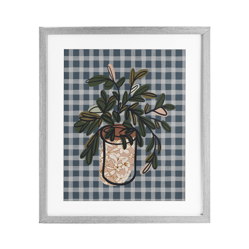 «Conservatoire Gardens on Plaid», reproduction d'art sous verre encadrée, design par Beki Marquardt, Cadre de ferme gris