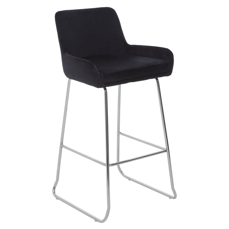 Elsberry Upholstered Counter Stool with Metal Frame, Silver, Black