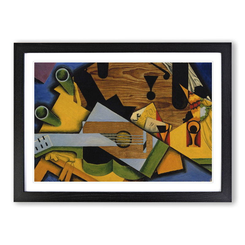 Still Life with Guitar by Juan Gris - Picture Frame Painting, Black Framed, 36cm H x 48cm W x 2cm D