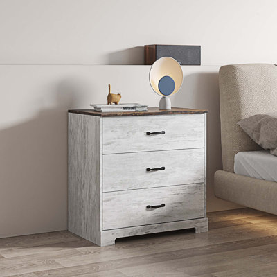Table de chevet 3 tiroirs Shayleigh en gris antique