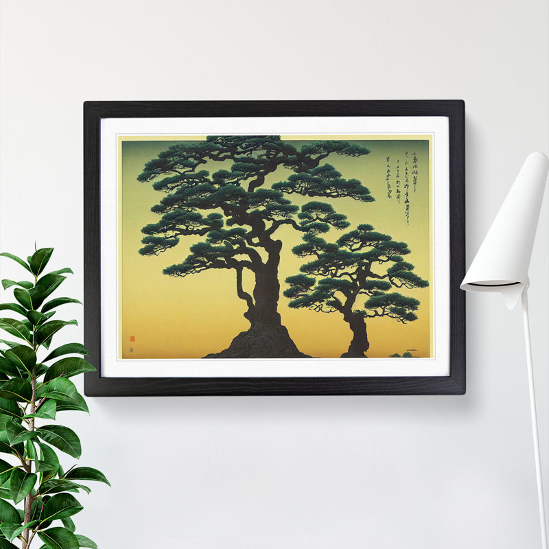 Japanese Trees - Single Picture Frame Print, Black Framed, 46cm H x 64cm W x 2cm D