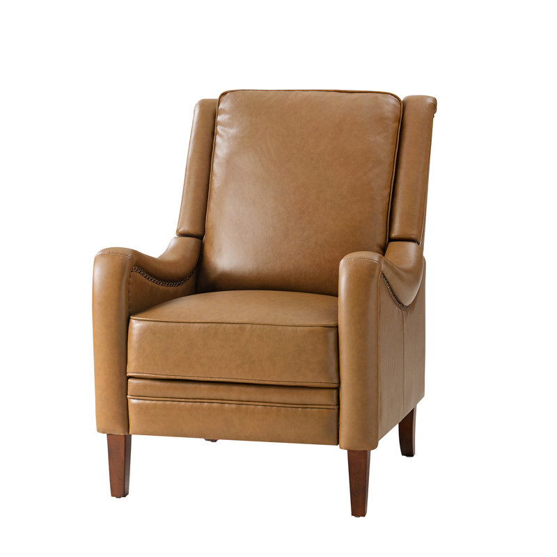 Fauteuil inclinable manuel en cuir Ema, Similicuir brun clair
