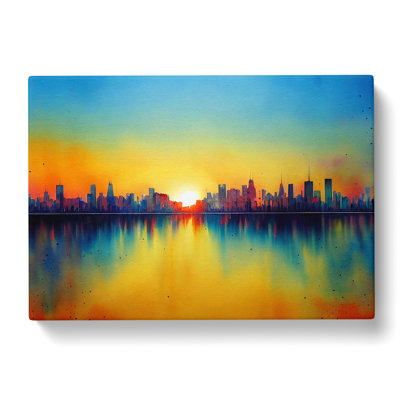 City Skyline Watercolour Abstract - Wrapped Canvas