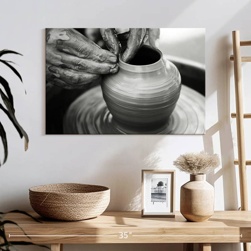 Senne Clay On Pottery Wheel, 32" H x 48" W