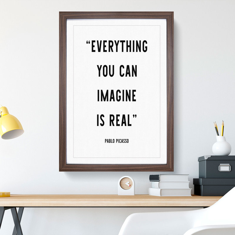Everything You Can Imagine - Picture Frame Typography, Walnut, 48cm H x 36cm W x 2cm D