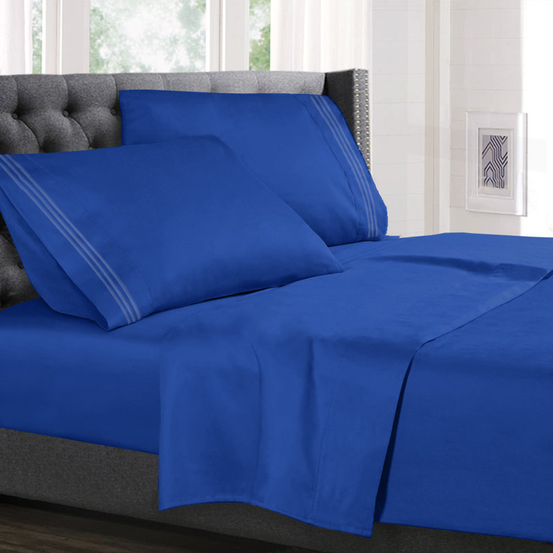 Ensemble de draps , Bleu royal, Ensemble de draps pour lit simple TG + drap-housse