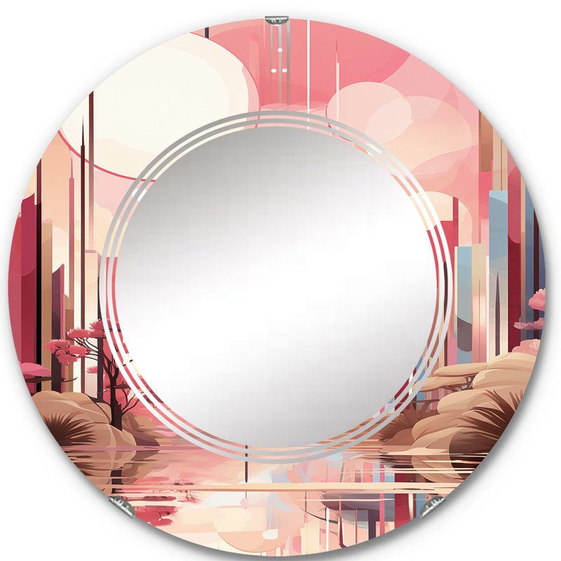 Elengi - Miroir mural moderne rond, 24 po x 24 po