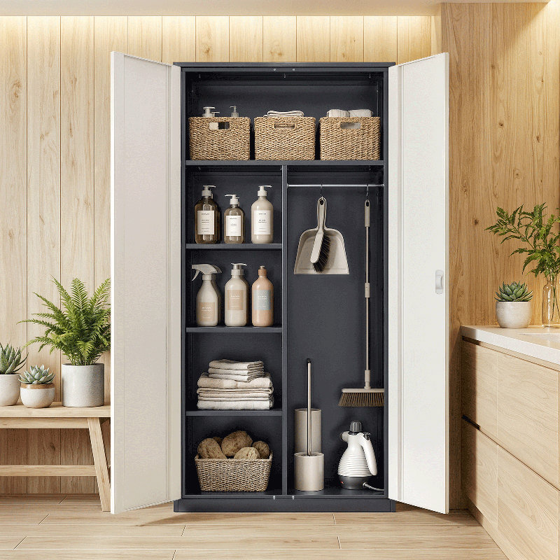 Armoires de rangement en métal avec serrure, Blanc